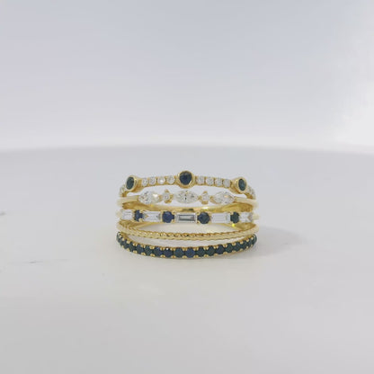 18k Yellow Gold 0.91ctw Sapphire and Diamond Layered Ring