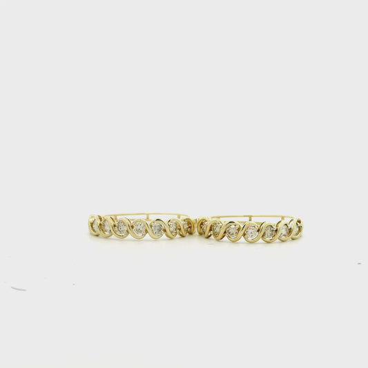 10k Yellow Gold 1.40ctw Bezel-Set Round Diamond Hoop Earrings