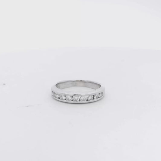 14k White Gold Gabriel &Co 0.54ctw Round Brilliant Cut Diamond Channel-Set Ring