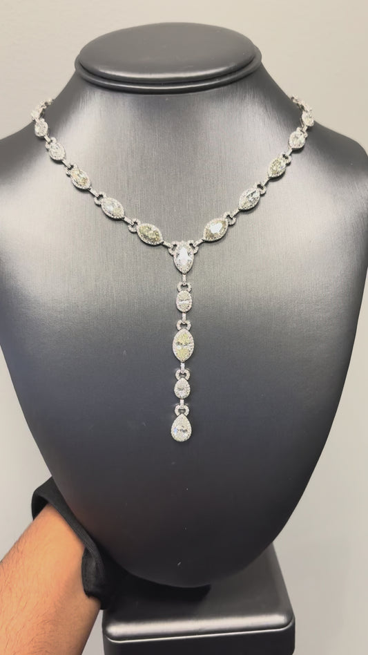 Platinum Natural 27.83ctw Diamond Drop Necklace