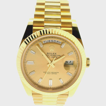 Rolex 228238 Day-Date 40mm Champagne Diamond Dial 18k Yellow Gold Watch