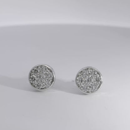 14k White Gold Round Pave Stud Earrings Set with Approx. 2.38ct Round Brilliant Diamonds