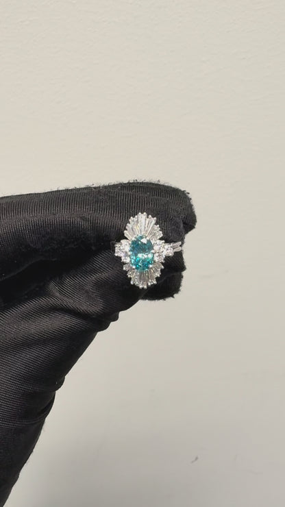 14k White Gold 1ct Blue Irradiated Diamond Solitaire Ring
