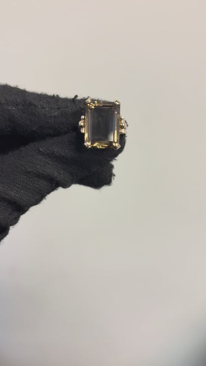 Vintage 14k Yellow Gold Smoky Quartz Gemstone Ring