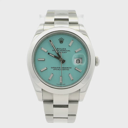 Rolex Datejust 126300 Stainless Oystersteel with Aftermarket Turquoise Dial 41mm Watch