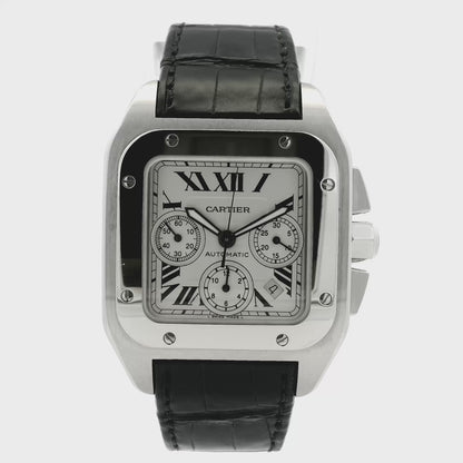Cartier Santos 100 Stainless Steel White Dial Watch