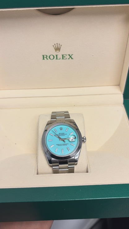 Rolex Datejust 126300 Stainless Oystersteel with Aftermarket Turquoise Dial 41mm Watch