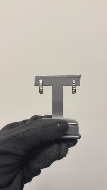 14k White Gold 0.57ctw Channel Set Diamond Hoops