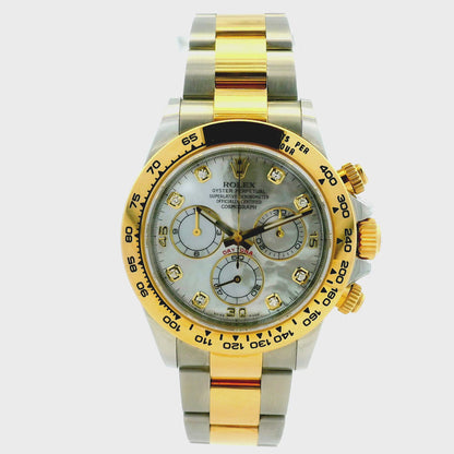 Rolex 116503 Daytona 40mm Two-Tone 18k Gold MOP Diamond Dial Watch