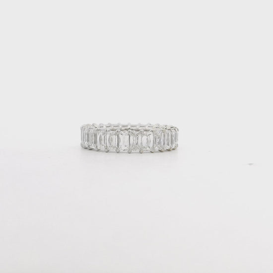 18k White Gold 4.35ctw Triple Cut Diamond Eternity Band Ring