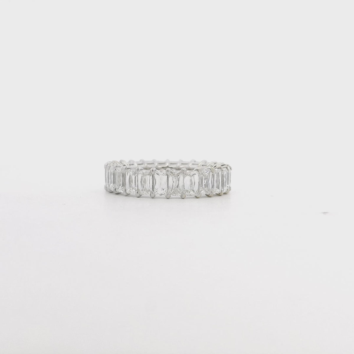 18k White Gold 4.35ctw Triple Cut Diamond Eternity Band Ring