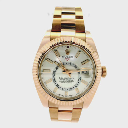 Rolex 326935 SkyDweller 42mm 18k Rose Gold with Ivory Dial Watch