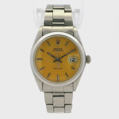 Rolex 6694 Oysterdate Stainless Steel Yellow Dial Watch