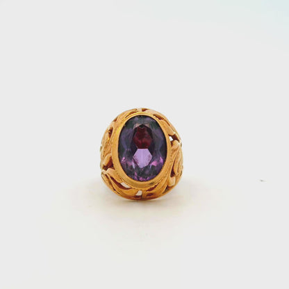 Vintage Floral Desing 14ctw Amethyst Ring