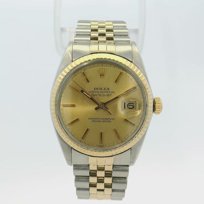 Rolex 16013 Datejust on Two Tone Jubilee and Champagne Dial Watch