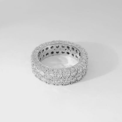 14k White Gold 6.75ctw Two-row Round Brilliant Diamonds Ring