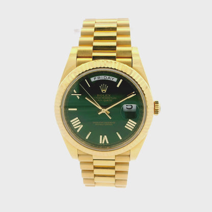 Rolex 228238 Day-Date 40mm Green Roman Dial 18k Yellow Gold Watch