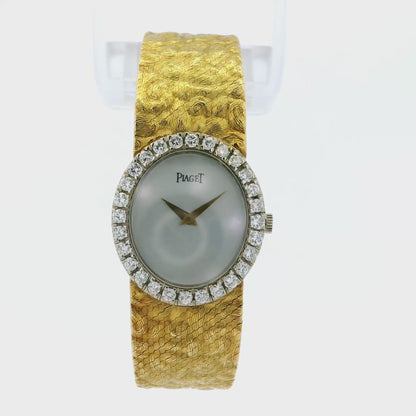 Piaget 9814 18k Mother of Pearl Dial Diamond Bezel Watch