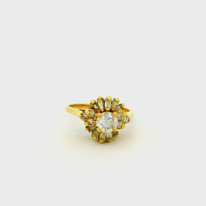 10k Yellow Gold 9ctw Round Brilliant Diamond Cluster Ring