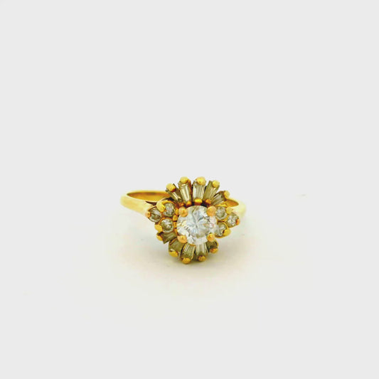 10k Yellow Gold 9ctw Round Brilliant Diamond Cluster Ring