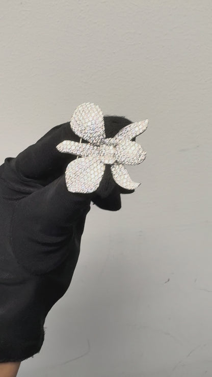 18k White Gold approx. 9ctw Diamond Pave Flower Brooch