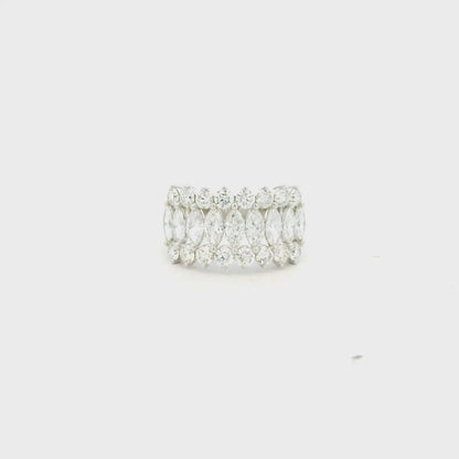 14k White Gold 1.00ctw Marquise Cut and 1.00ctw of Round Brilliant Diamonds Ring