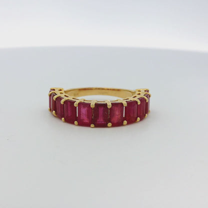 14k Yellow Gold 1.60ctw Emerald Cut Ruby Halfway Band Ring