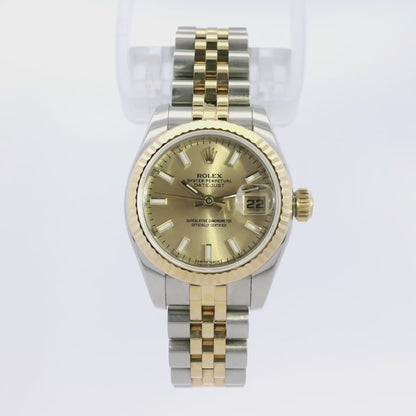 Rolex 179173 Datejust 18k Yellow Gold and Stainless Steel 26mm Gold Dial Watch