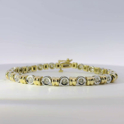14k Yellow and White Gold 2ctw Diamond Tennis Bracelet