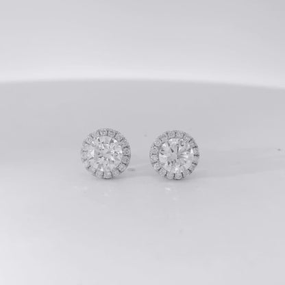 18k White Gold 1.95ctw Natural Round Brilliant Diamond Earrings
