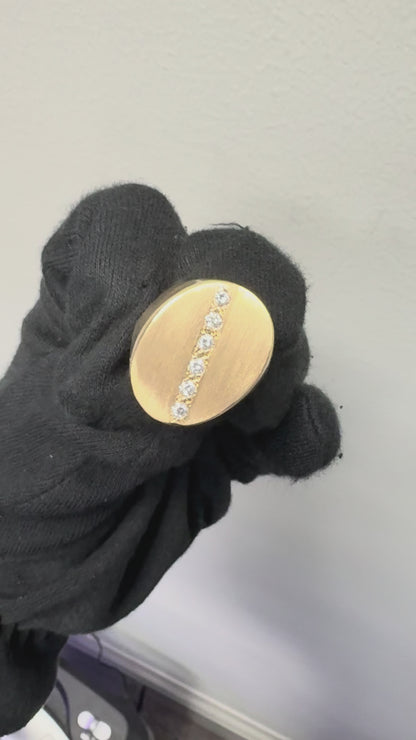 14k Yellow Gold Signet Ring set with Approximately 0.20ctw of Natural Diamonds