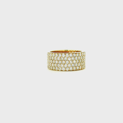 14k Yellow Gold 3.61ctw Round Brilliant Diamond White Pavé Dome Ring