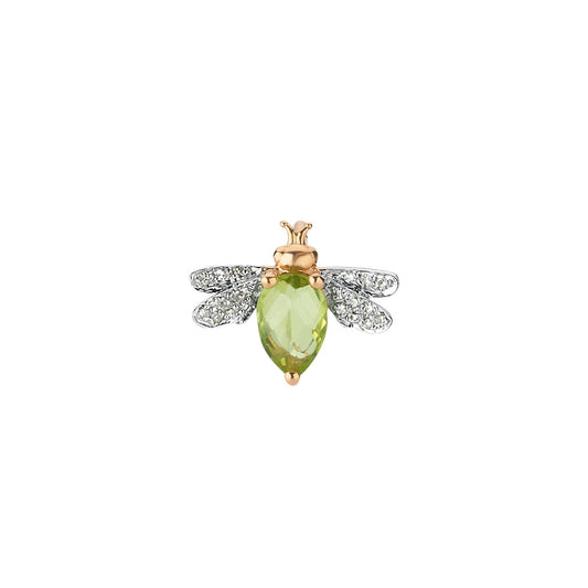 Bee Goddess Queen Bee Bella Gold Diamond Peridot Single Earring