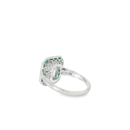 Platinum 3.15ct Diamond and Emerald Ring