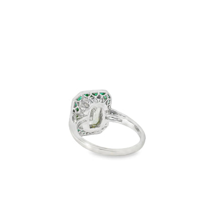 Platinum 3.15ct Diamond and Emerald Ring