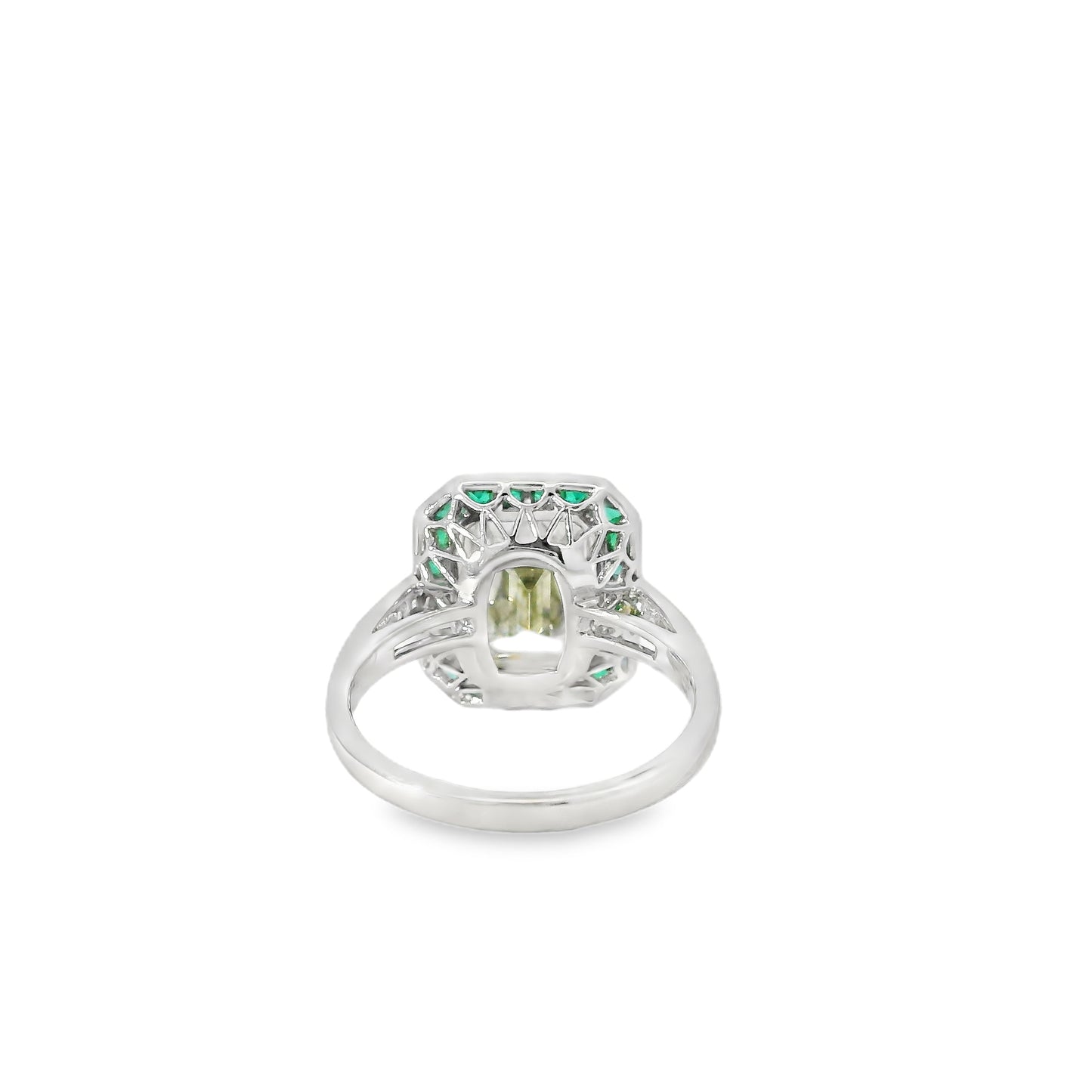 Platinum 3.15ct Diamond and Emerald Ring