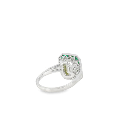 Platinum 3.15ct Diamond and Emerald Ring