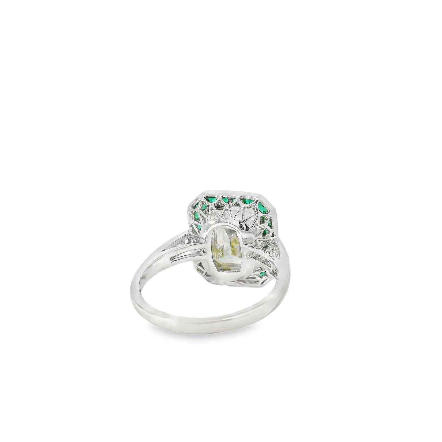Platinum 3.15ct Diamond and Emerald Ring