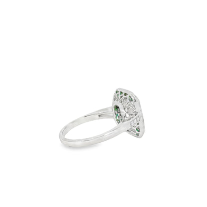 Platinum 3.15ct Diamond and Emerald Ring