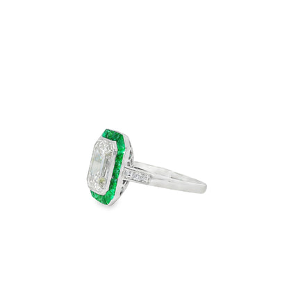 Platinum 3.15ct Diamond and Emerald Ring