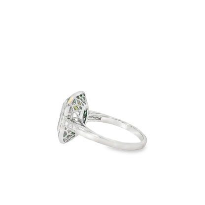 Platinum 3.15ct Diamond and Emerald Ring