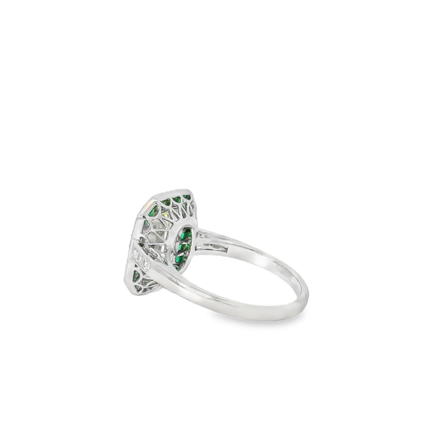 Platinum 3.15ct Diamond and Emerald Ring