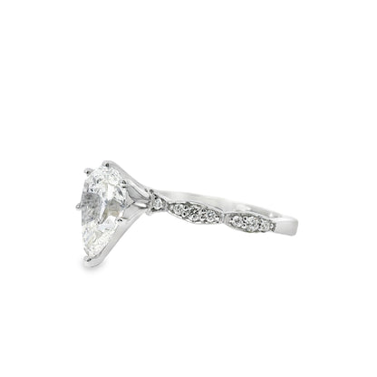 18k White Gold GIA Certified 1.71ct Pear Cut Diamond Engagement Ring