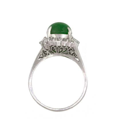 Platinum 3.56ct Jade with 0.15ctw Diamond Cocktail Ring