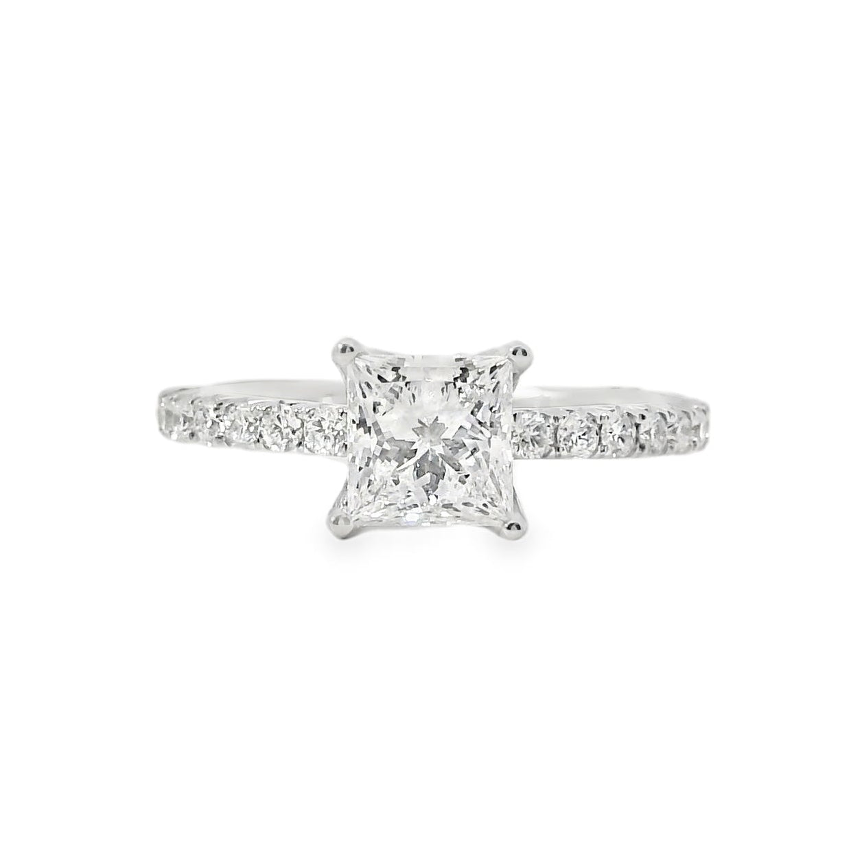18k White Gold 1.93ctw Princess Cut Diamond Engagement Ring