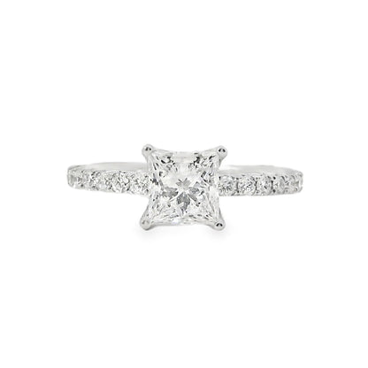 18k White Gold 1.93ctw Princess Cut Diamond Engagement Ring