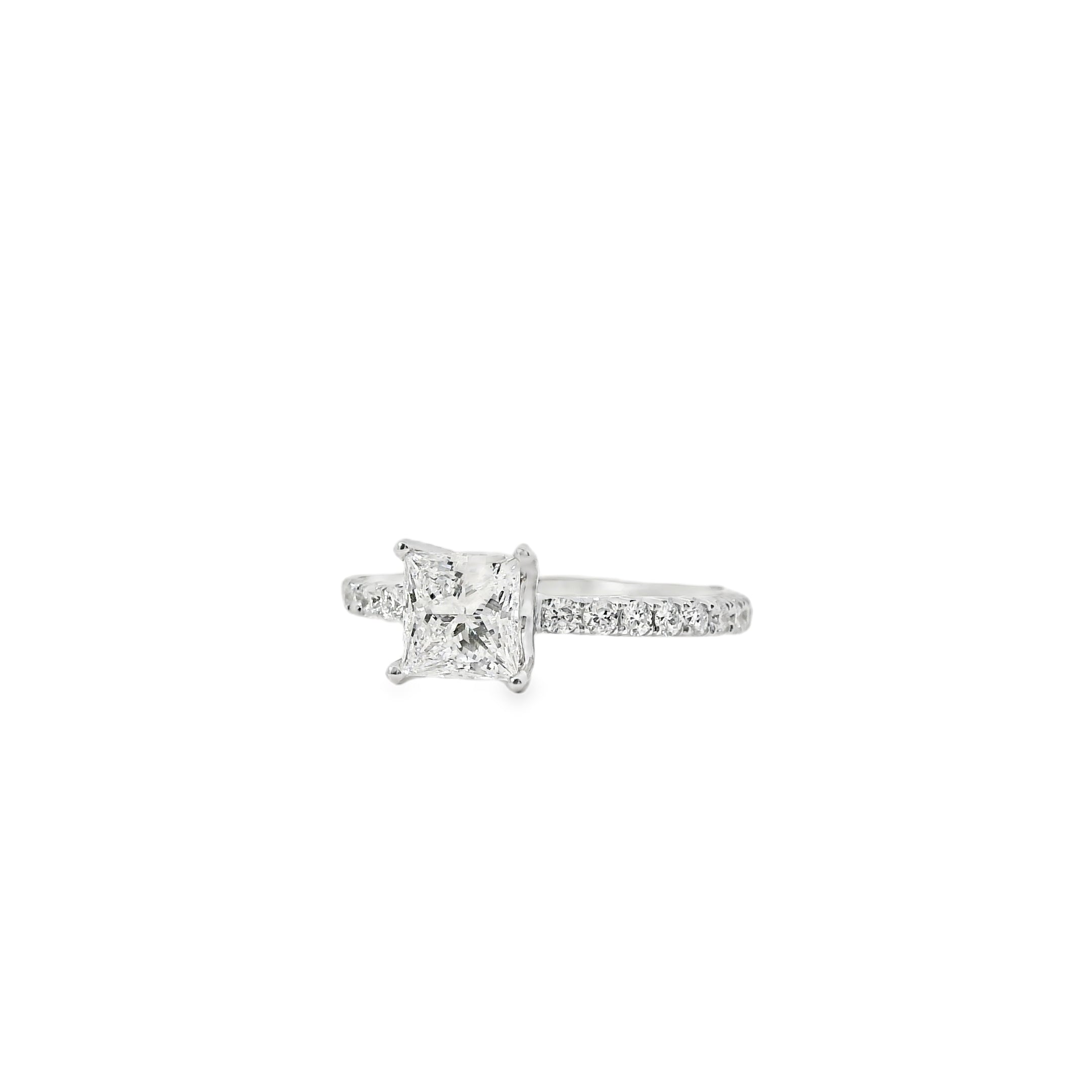 18k White Gold 1.93ctw Princess Cut Diamond Engagement Ring