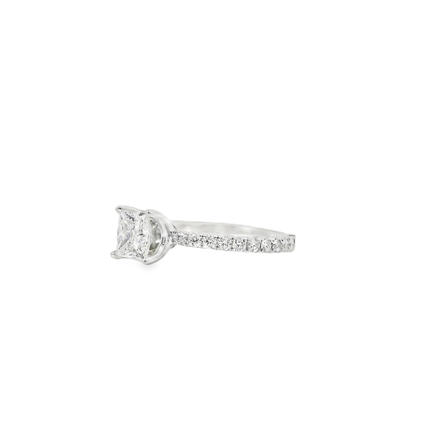 18k White Gold 1.93ctw Princess Cut Diamond Engagement Ring