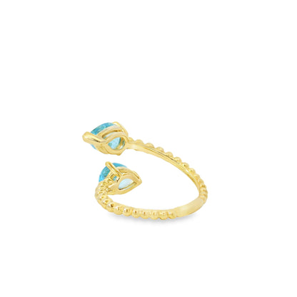 Gabriel and Co. 14k Yellow Gold Bujukan 3.02ctw Swiss Blue Topaz Bypass Ladies Ring
