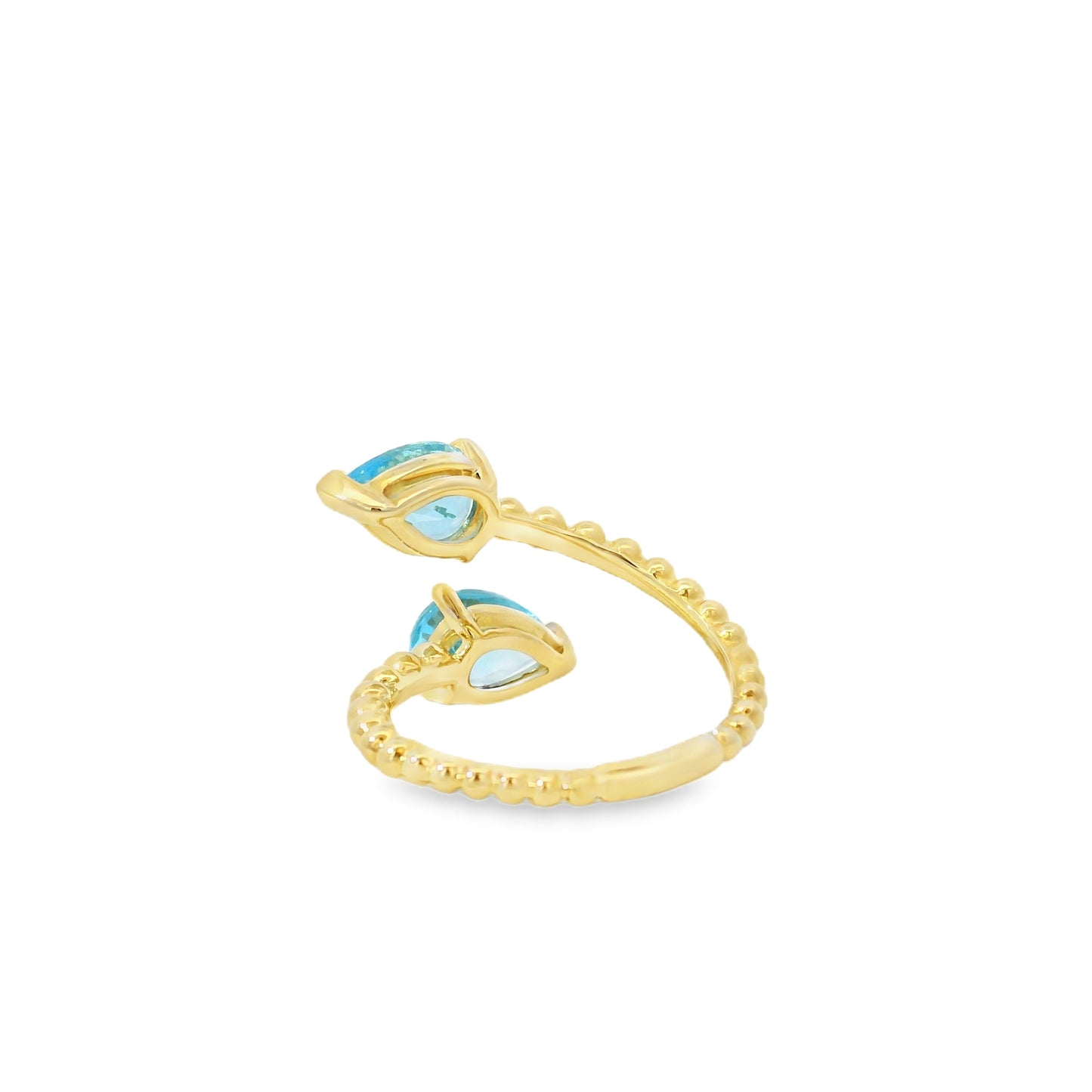 Gabriel and Co. 14k Yellow Gold Bujukan 3.02ctw Swiss Blue Topaz Bypass Ladies Ring